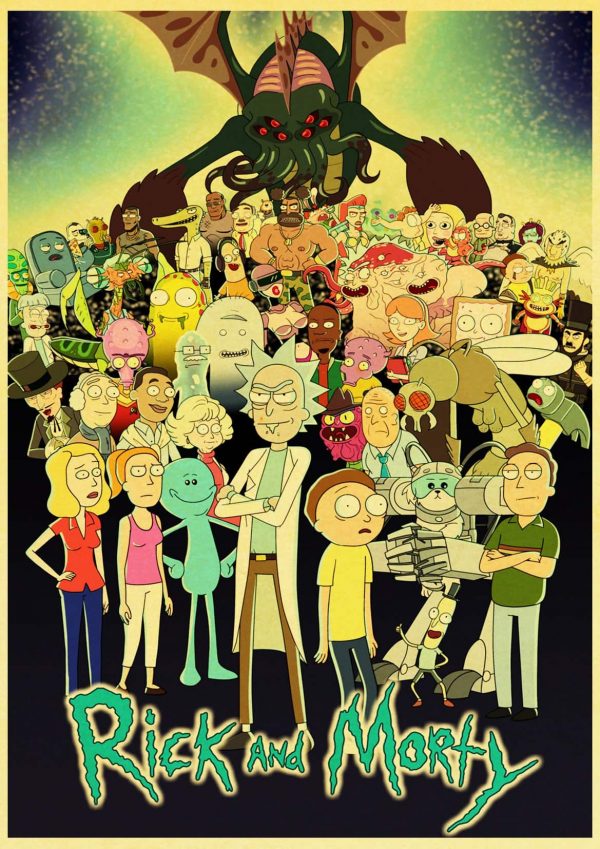 Cartoon Rick And Morty Retro Poster