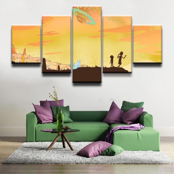 5 Pieces Rick And Morty Painting Canvas Wallpapers